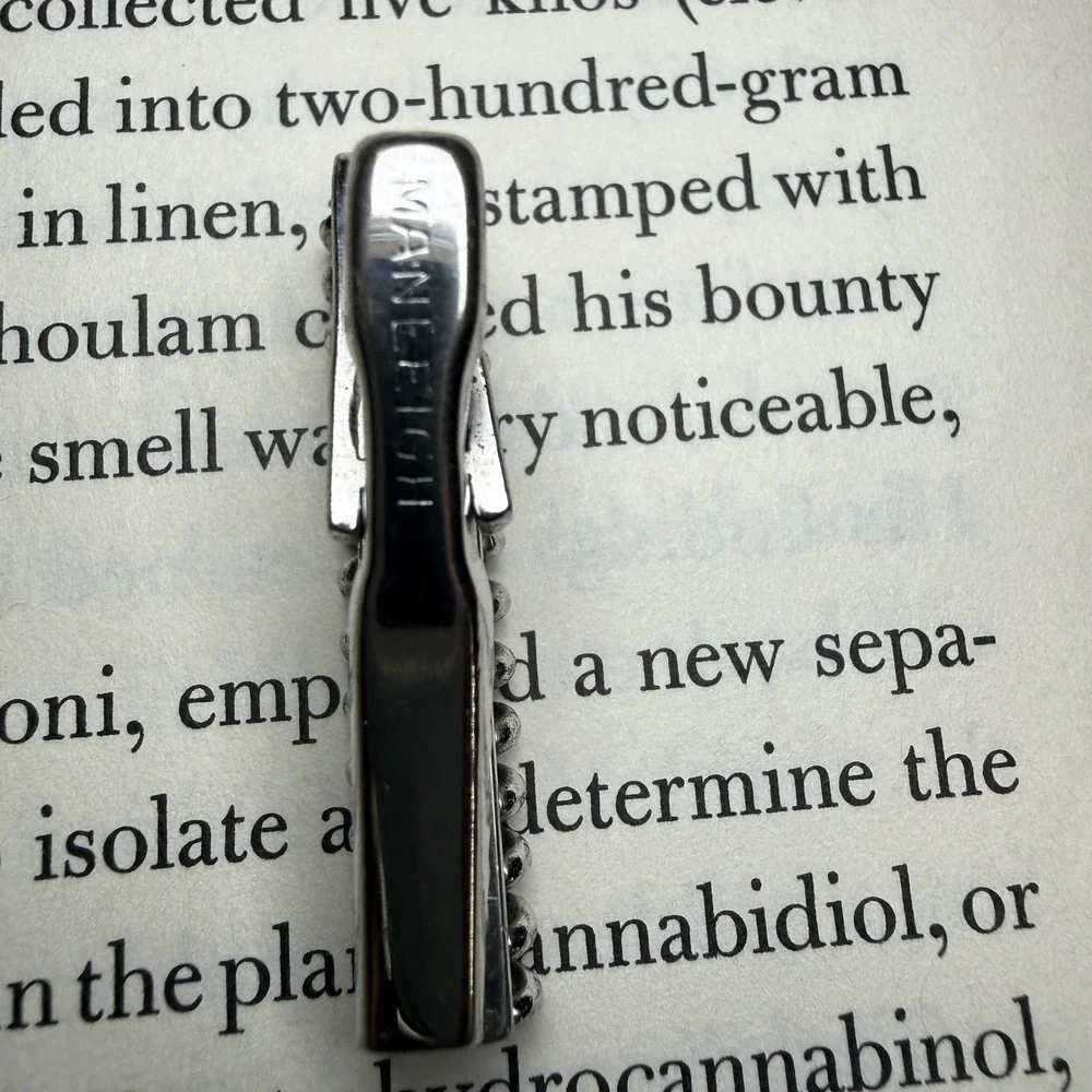 Vintage MANET Spiral Money Clip Tie Bar Silver Tone‎ Mid Century USA